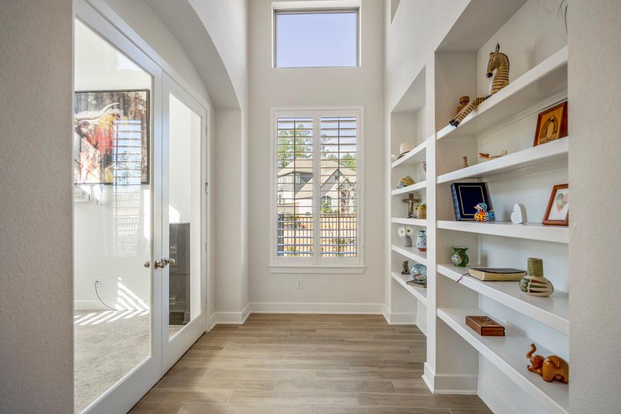 Through those double doors you'll find a productive workspace.