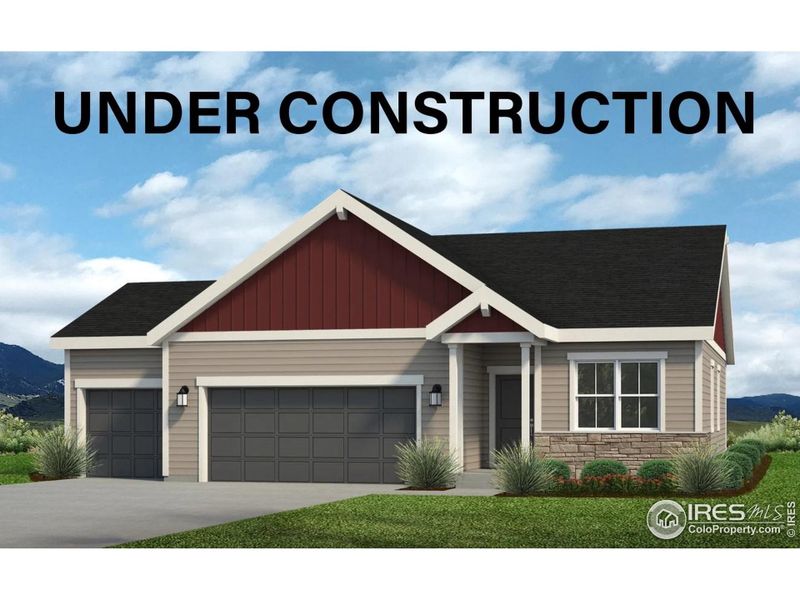 Front exterior of a new home in Hudson Hills, Hudson, CO, highlighting curb appeal (Image 1).
