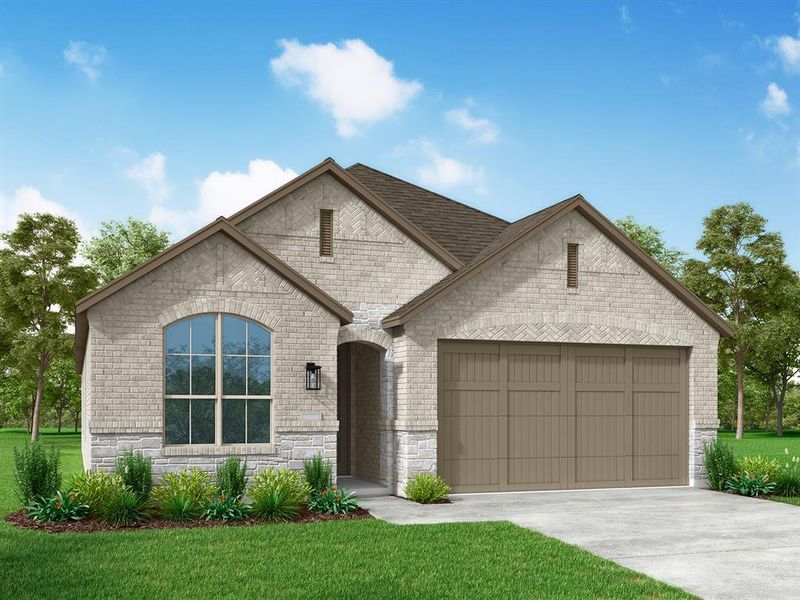 Front exterior of a new home in Gateway Village - The Reserve, Denison, TX, highlighting curb appeal (Image 2). Front exterior of a new home in Gateway Village - The Reserve, Denison, TX, highlighting curb appeal (Image 2).