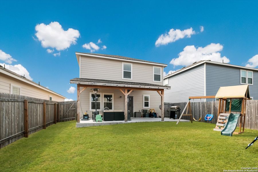Exterior details and patio area of a home in Trails at Culebra, San Antonio (Image 4). Exterior details and patio area of a home in Trails at Culebra, San Antonio (Image 4).