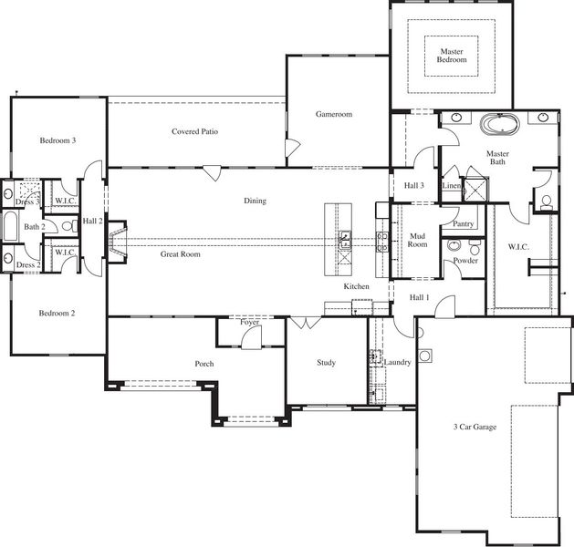 2D floor plan layout for the 3245 by Texas Homes in Legend Park, Castroville, TX (Image 3).