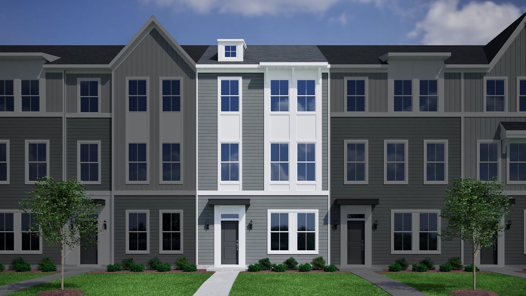 Representative exterior photo of a completed home built from the Daphne 3-Story 2-Car Garage - Vanguard Collection by Mungo Homes in Avenue One, Castle Hayne, NC (Image 11). Representative exterior photo of a completed home built from the Daphne 3-Story 2-Car Garage - Vanguard Collection by Mungo Homes in Avenue One, Castle Hayne, NC (Image 11).