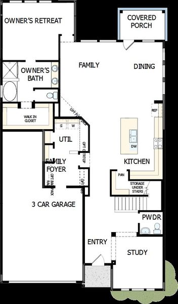 2D floor plan layout of this home in The Preserve at Five Oaks, Lebanon, TN (Image 4).
