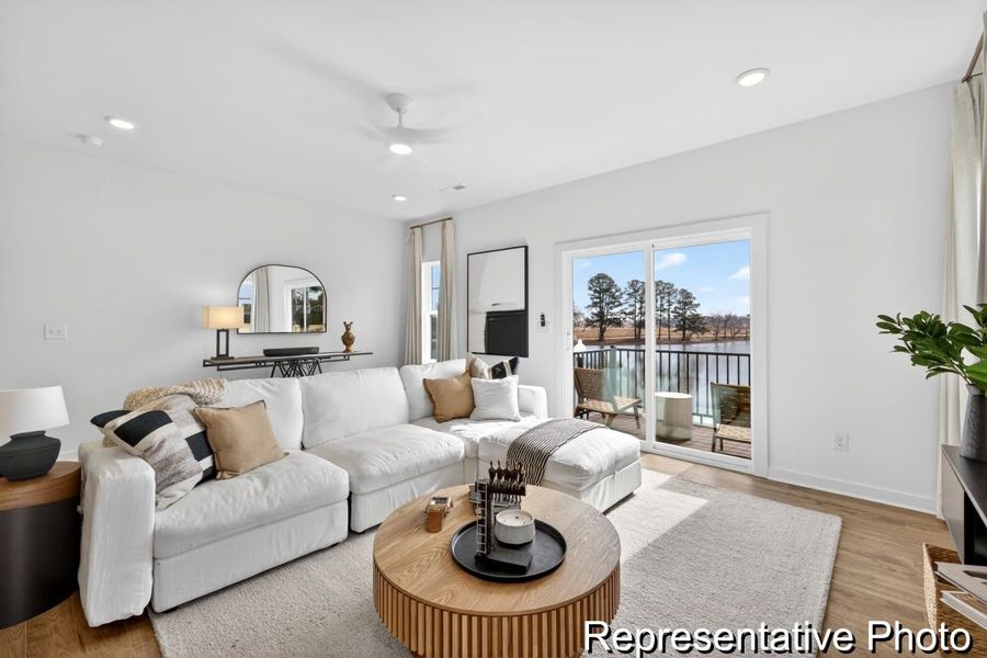 Furnished interior view inside a new home in North District at Flowers Plantation Townhomes, Clayton (Image 9). Furnished interior view inside a new home in North District at Flowers Plantation Townhomes, Clayton (Image 9).