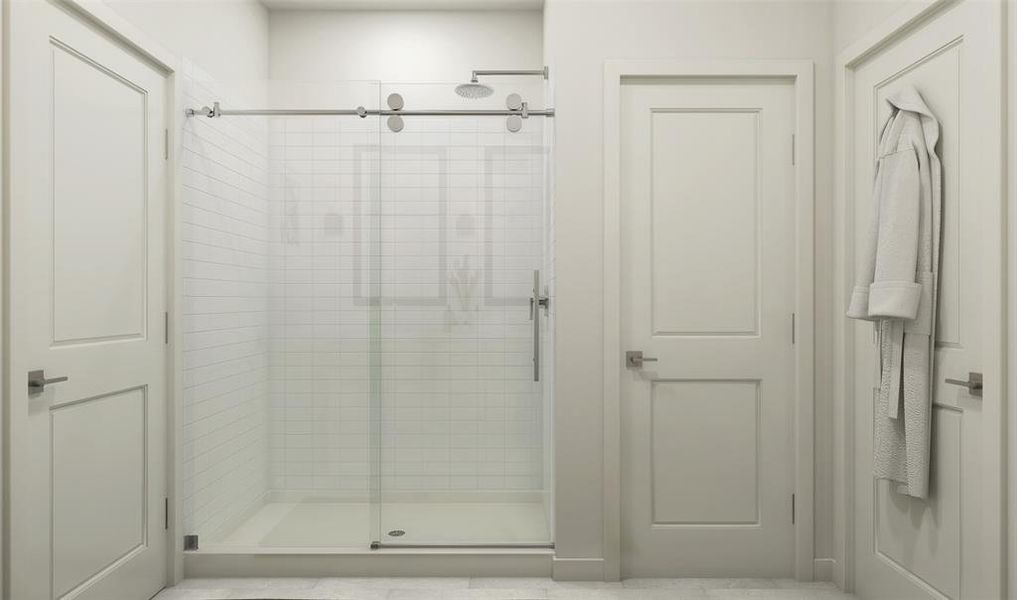 Walk-in shower in primary bath (*Photo not of actual home and used for illustration purposes only.)