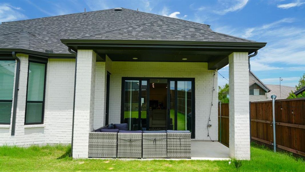 Exterior details and patio area of a home in Sandbrock Ranch, Aubrey (Image 28). Exterior details and patio area of a home in Sandbrock Ranch, Aubrey (Image 28).