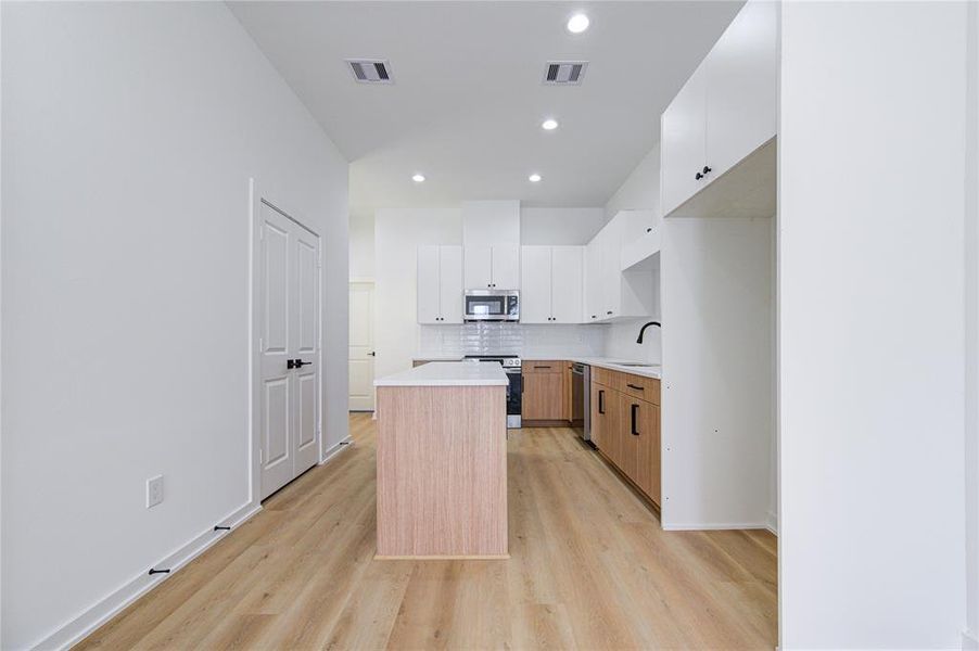 Kitchen featuring Euro-style cabinets & contemporary finishes