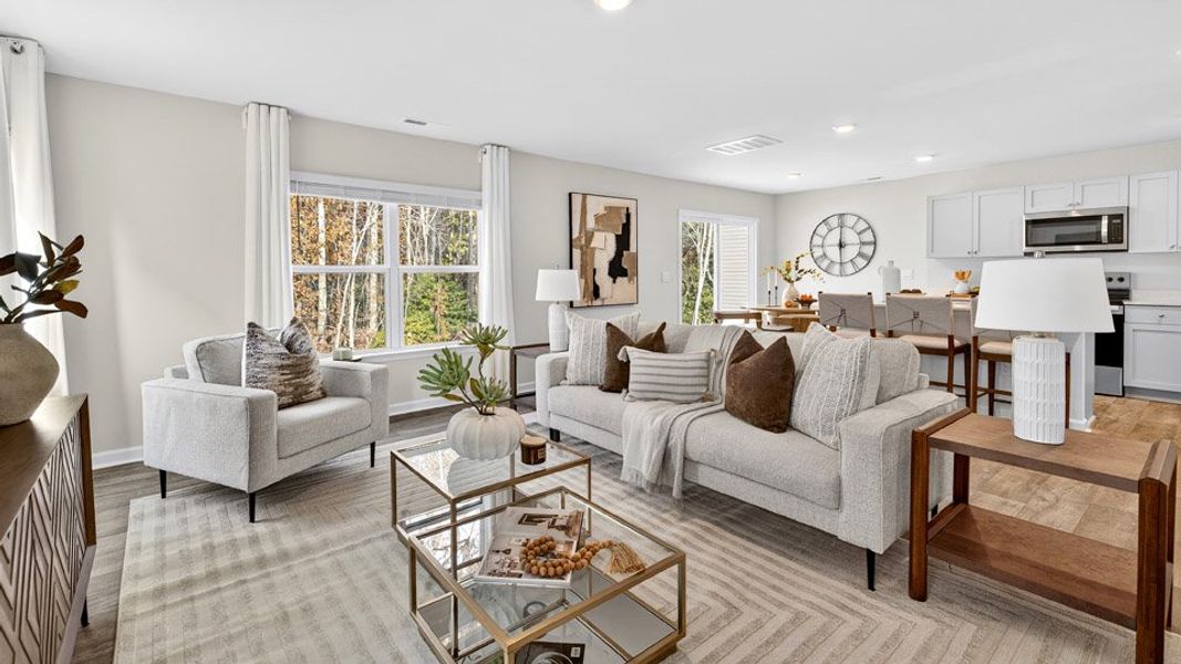 Representative furnished interior of a home built from the OLIVER by D.R. Horton in Barwell Park, Raleigh (Image 5).