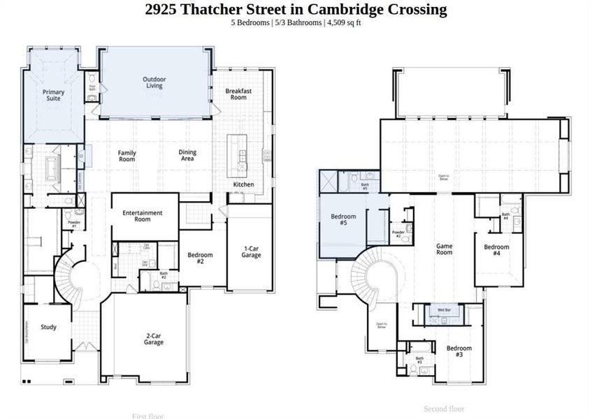 2D floor plan layout of this home in Cambridge Crossing, Celina, TX (Image 4).