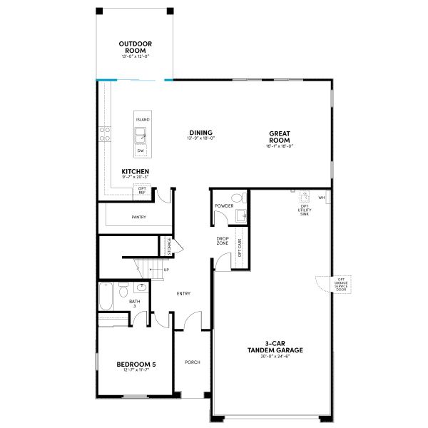 Floor 1: Sliding Glass Door Option