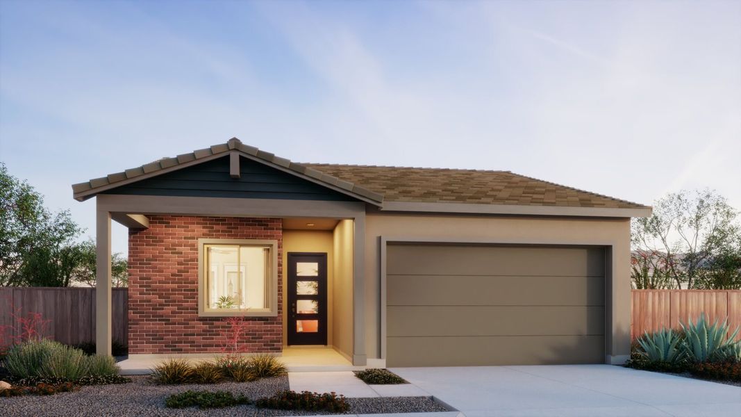 Representative exterior photo of a completed home built from the Brandy by Mattamy Homes in Saguaro Reserve II, Marana, AZ (Image 2). Representative exterior photo of a completed home built from the Brandy by Mattamy Homes in Saguaro Reserve II, Marana, AZ (Image 2).