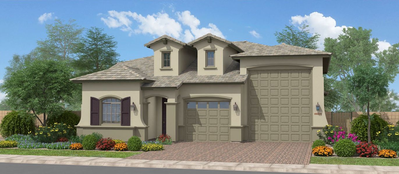 Representative exterior photo of a completed home built from the Lincoln Beach by Fulton Homes in North Shore, Litchfield Park, AZ (Image 4).