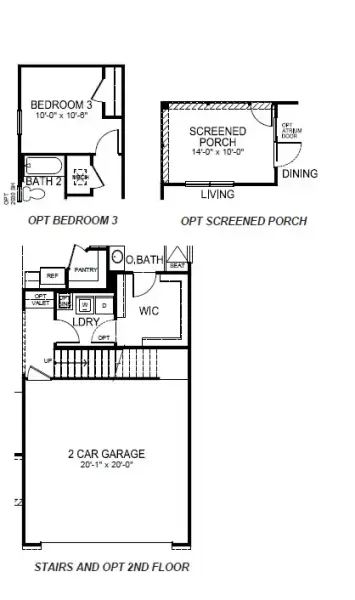 2D floor plan layout for the Bristol by D.R. Horton in Spring Ridge Reserve, Anderson, SC (Image 6).