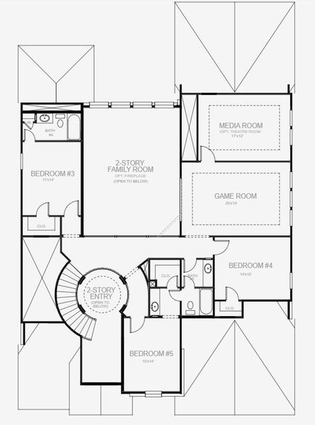 2D floor plan layout for the 4016W by Perry Homes in Two Step Farm 60', Montgomery, TX (Image 4).