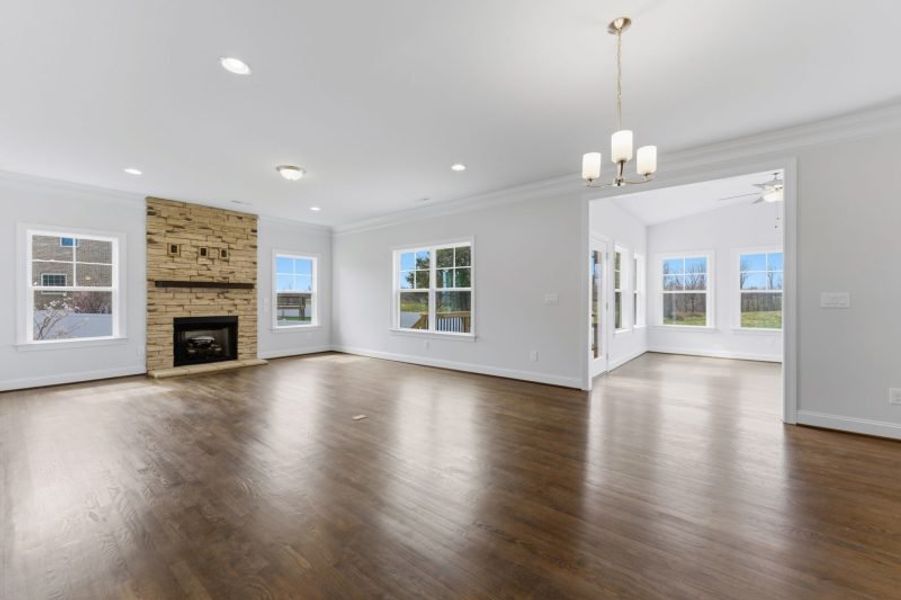 Representative unfurnished interior of a home built from the Fairfield Lux by Keystone Homes NC in Weybridge, Burlington (Image 87).