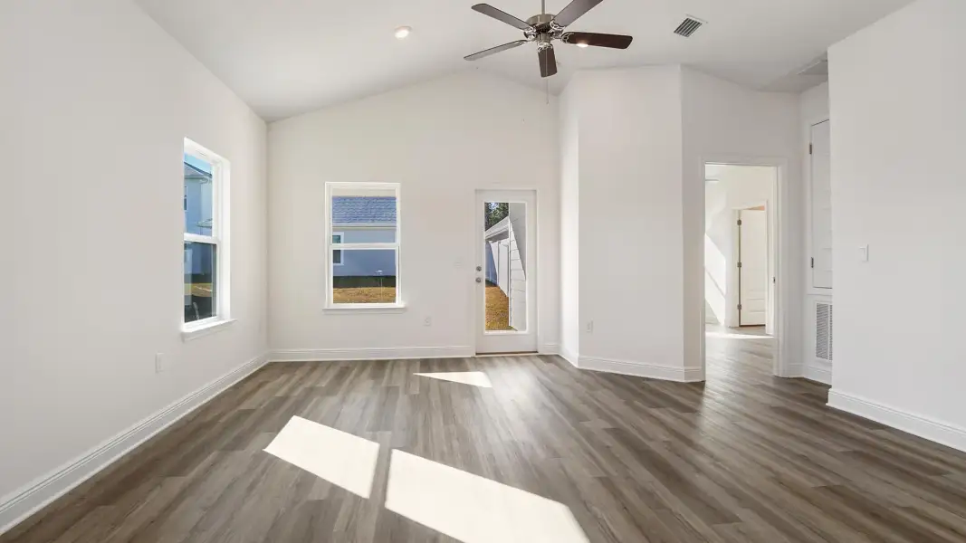 Representative unfurnished interior of a home built from the Oakley by D.R. Horton in Crest Bay Cottages, Miramar Beach (Image 19). Representative unfurnished interior of a home built from the Oakley by D.R. Horton in Crest Bay Cottages, Miramar Beach (Image 19).