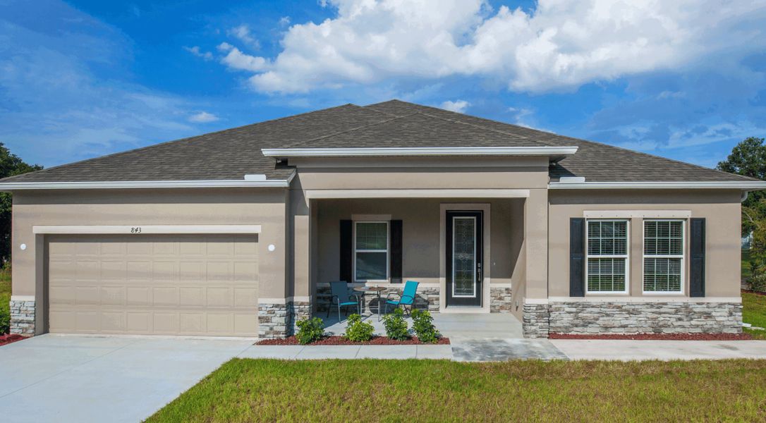 Representative exterior photo of a completed home built from the Magnolia by Maronda Homes in Sebastian Highlands, Sebastian, FL (Image 2). Representative exterior photo of a completed home built from the Magnolia by Maronda Homes in Sebastian Highlands, Sebastian, FL (Image 2).