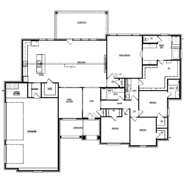 2D floor plan layout for the The Woodhaven by Lillian Custom Homes in The Arbors Midlothian, Midlothian, TX (Image 5).