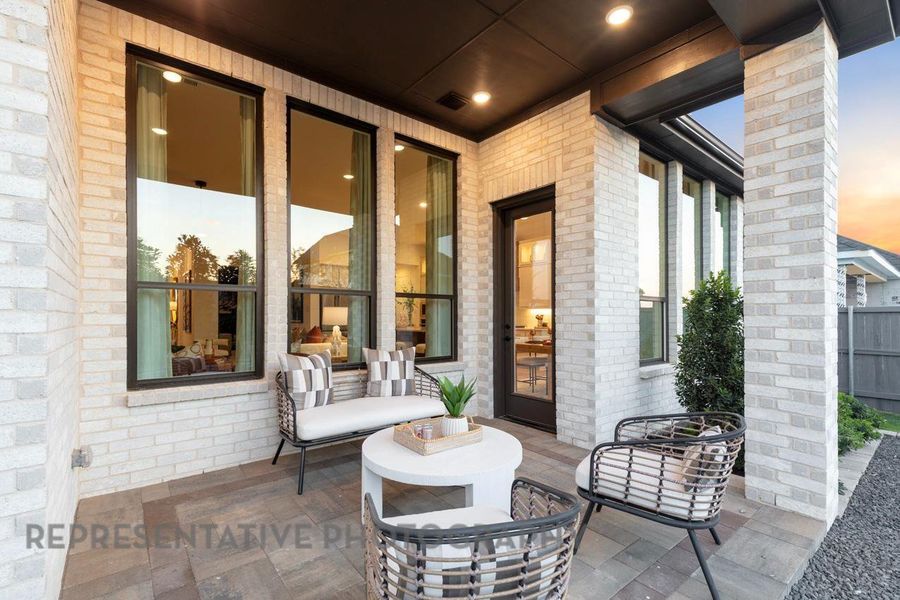 Exterior details and patio area of a home in Riceland: 65ft. lots, Mont Belvieu (Image 23).