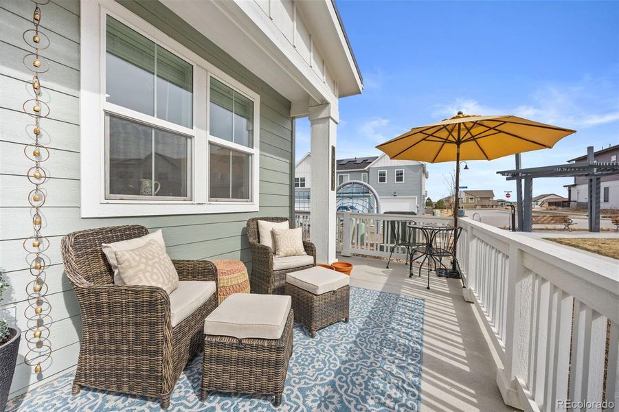 Exterior details and patio area of a home in Whisper Village, Arvada (Image 3).