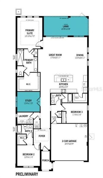 2D floor plan layout of this home in Crosswind Ranch, Parrish, FL (Image 5).