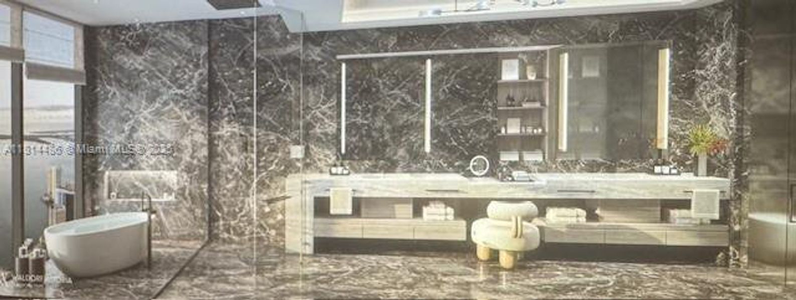 Furnished interior view inside a new home in Waldorf Astoria Residences Miami, Miami (Image 5).