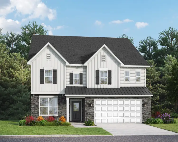 Representative exterior photo of a completed home built from the Lure by Caruso Homes in Blue Run, Raleigh, NC (Image 21). Representative exterior photo of a completed home built from the Lure by Caruso Homes in Blue Run, Raleigh, NC (Image 21).