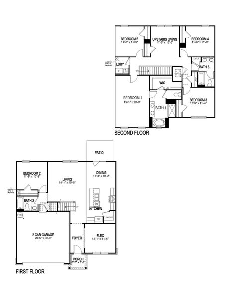 2D floor plan layout for the HAYDEN by D.R. Horton in Lost Creek, Dallas, GA (Image 5).