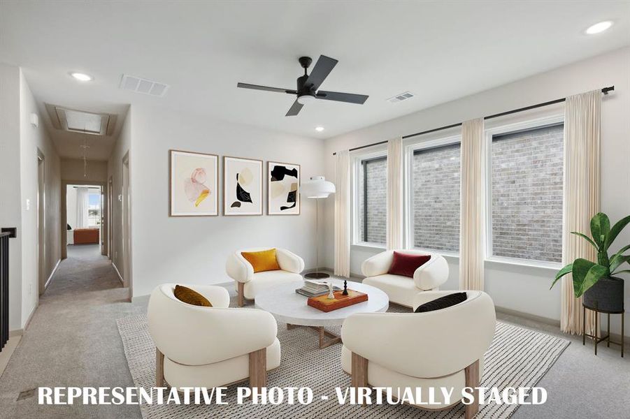 Plenty of family fun to be had in this gorgeous, light filled game room!  REPRESENTATIVE PHOTO VIRTUALLY STAGED