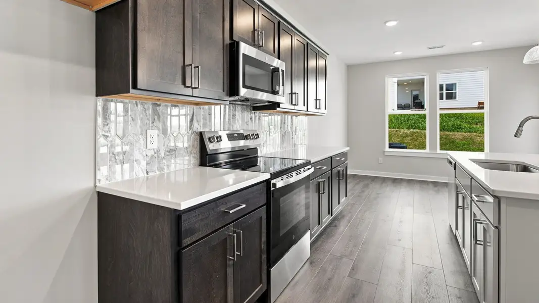 Countertop space combined with various kitchen necessities