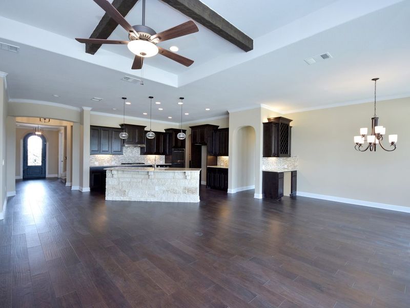 Representative unfurnished interior of a home built from the Madera II by Giddens Homes in Scofield Farms Estates, Georgetown (Image 356).