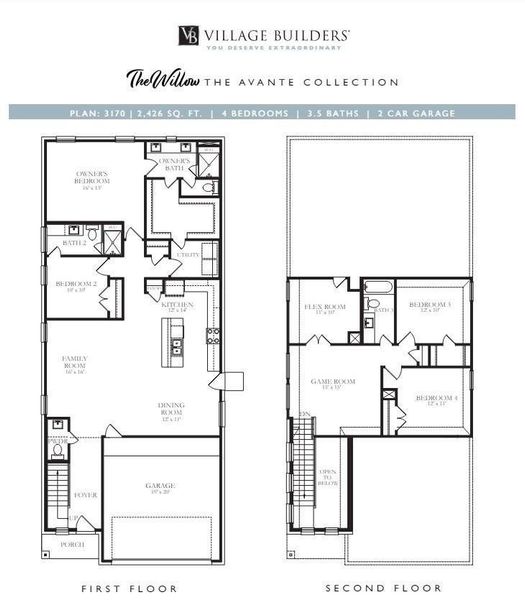 2D floor plan layout of this home in Sunterra, Katy, TX (Image 5).