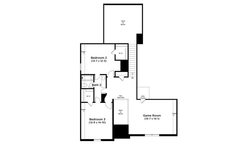 2D floor plan layout for the Magnolia by DRB Homes in Infinity Square, Kyle, TX (Image 4).