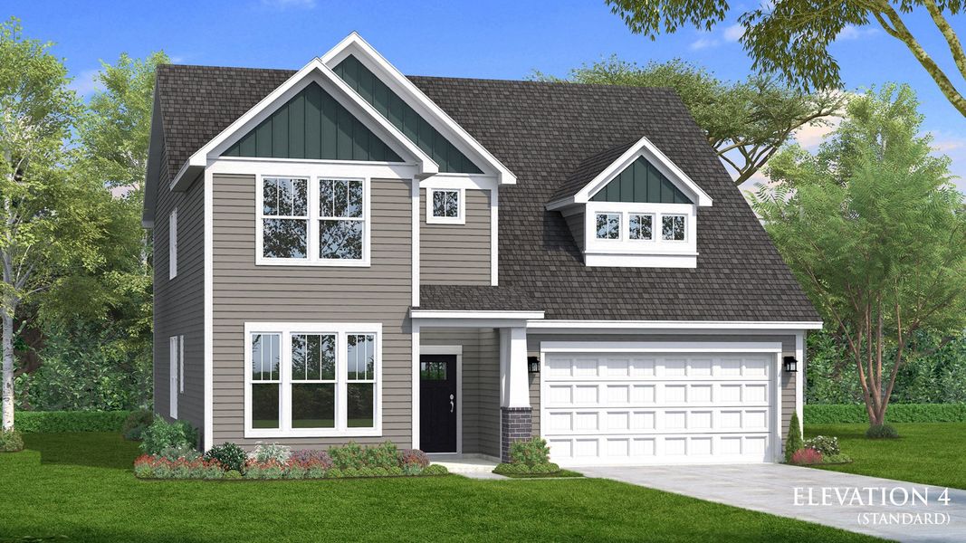 Representative exterior photo of a completed home built from the Drayton by DRB Homes in Pelham Crossing, Greenville, SC (Image 21).