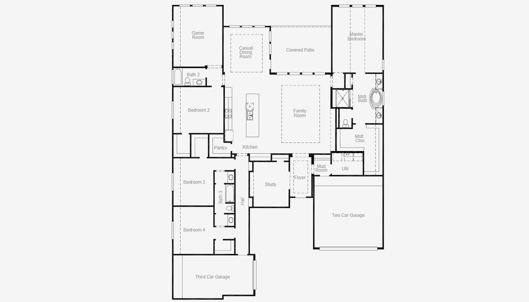 2D floor plan layout for the Crockett by Coventry Homes in Pecan Square 100', Northlake, TX (Image 5).