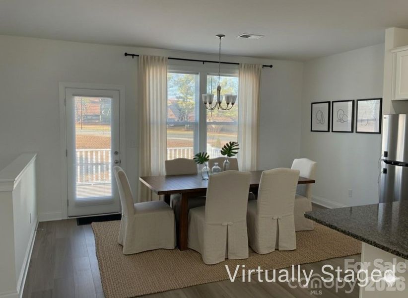 Virtually staged dining area