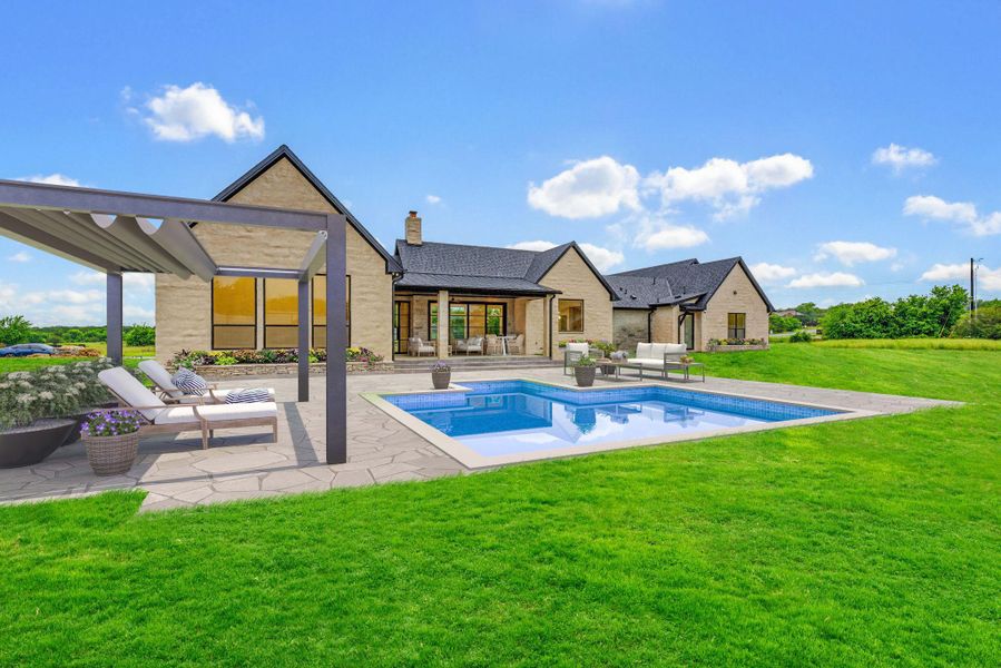 Room for a pool and additional structures in the backyard. **Rendering**