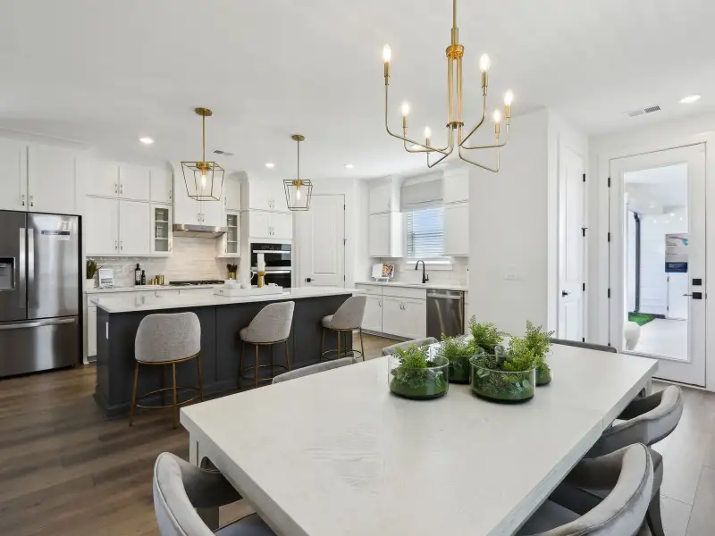 The open-concept floorplan allows for an easy flow between the kitchen and dining areas.
