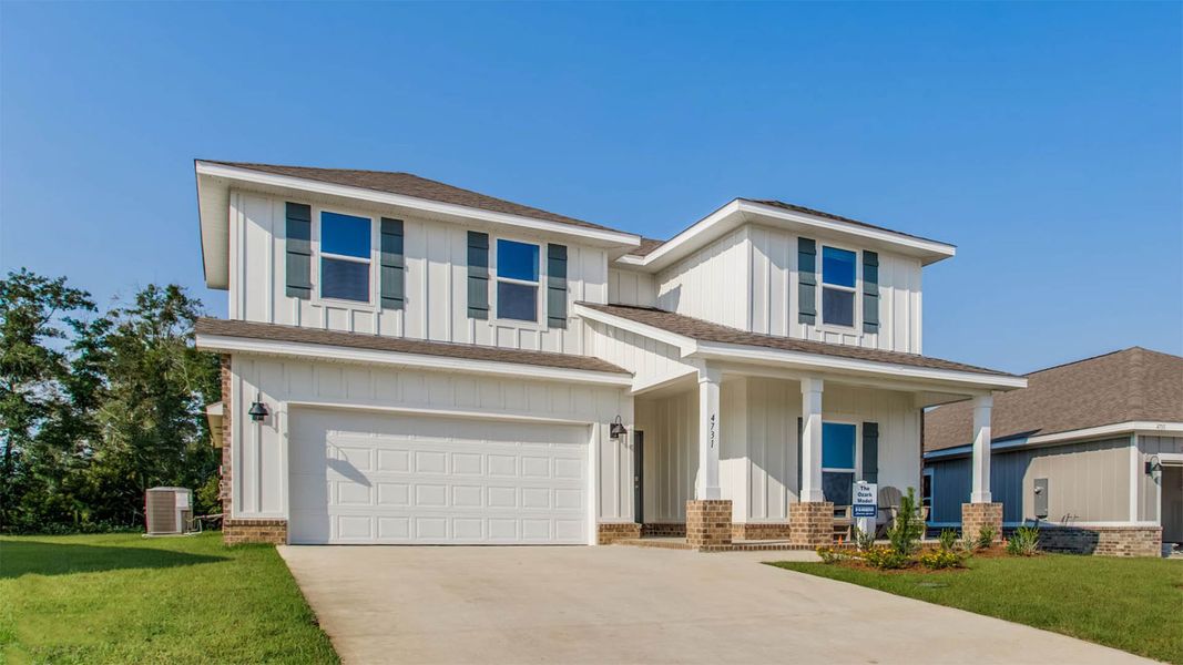 Front exterior of a new home in Hodges Bayou Plantation, Panama City, FL, highlighting curb appeal (Image 22).