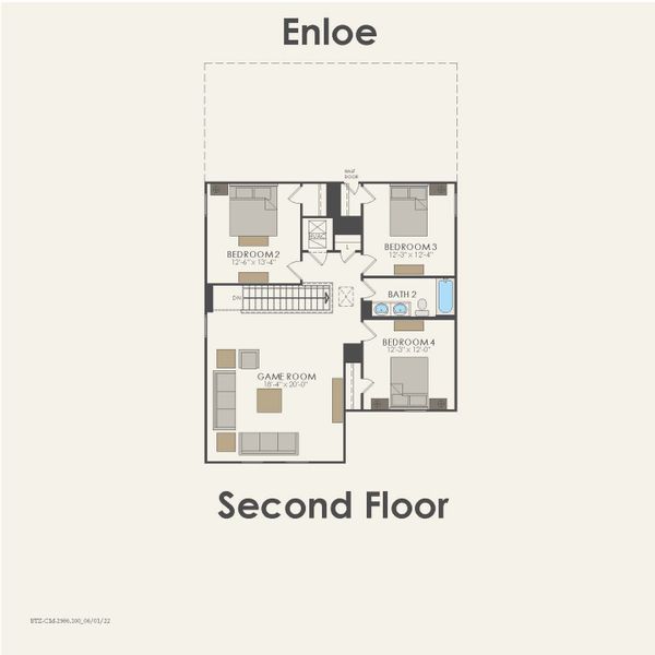 2D floor plan layout for the Enloe by Centex in Ashford Crossing, Princeton, TX (Image 5).