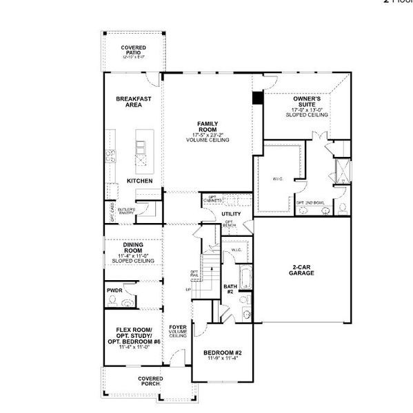 2D floor plan layout for the Salado by M/I Homes in The Oaks on 6th Street, Magnolia, TX (Image 3). 2D floor plan layout for the Salado by M/I Homes in The Oaks on 6th Street, Magnolia, TX (Image 3).