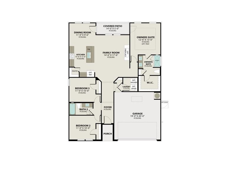 2D floor plan layout for the The Asheville C by Davidson Homes LLC in Sage Farms, White House, TN (Image 3). 2D floor plan layout for the The Asheville C by Davidson Homes LLC in Sage Farms, White House, TN (Image 3).