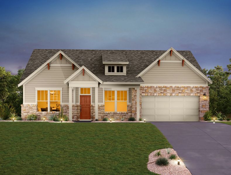 Representative exterior photo of a completed home built from the Avalon III by Ashton Woods in The Trails at Carmel, Pflugerville, TX (Image 12).