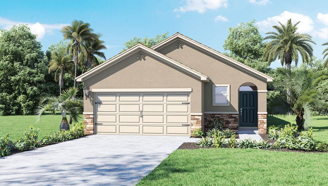 Representative exterior photo of a completed home built from the Allex by D.R. Horton in Wynnstone, Davenport, FL (Image 2). Representative exterior photo of a completed home built from the Allex by D.R. Horton in Wynnstone, Davenport, FL (Image 2).