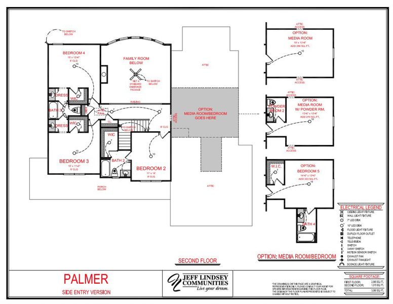 2D floor plan layout for the Palmer A by Jeff Lindsey Communities in Belle Hall, Newnan, GA (Image 3).