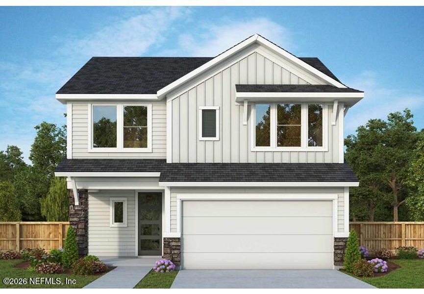 Front exterior of a new home in , St. Augustine, FL, highlighting curb appeal (Image 1). Front exterior of a new home in , St. Augustine, FL, highlighting curb appeal (Image 1).