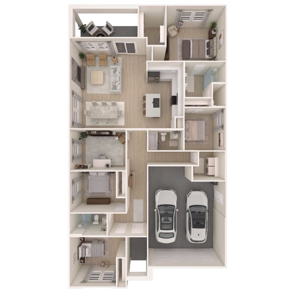 2D floor plan layout for the Passionflower II by K. Hovnanian® Homes in Aspire at The Hills of Town Creek, Montgomery, TX (Image 6). 2D floor plan layout for the Passionflower II by K. Hovnanian® Homes in Aspire at The Hills of Town Creek, Montgomery, TX (Image 6).