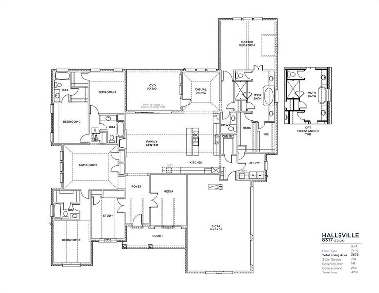2D floor plan layout of this home in Winding Creek, Rockwall, TX (Image 3).