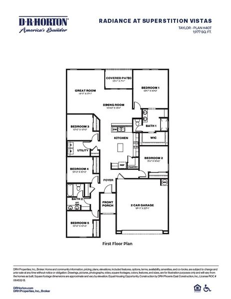 2D floor plan layout for the Taylor by D.R. Horton in Radiance at Superstition Vistas, Apache Junction, AZ (Image 3). 2D floor plan layout for the Taylor by D.R. Horton in Radiance at Superstition Vistas, Apache Junction, AZ (Image 3).