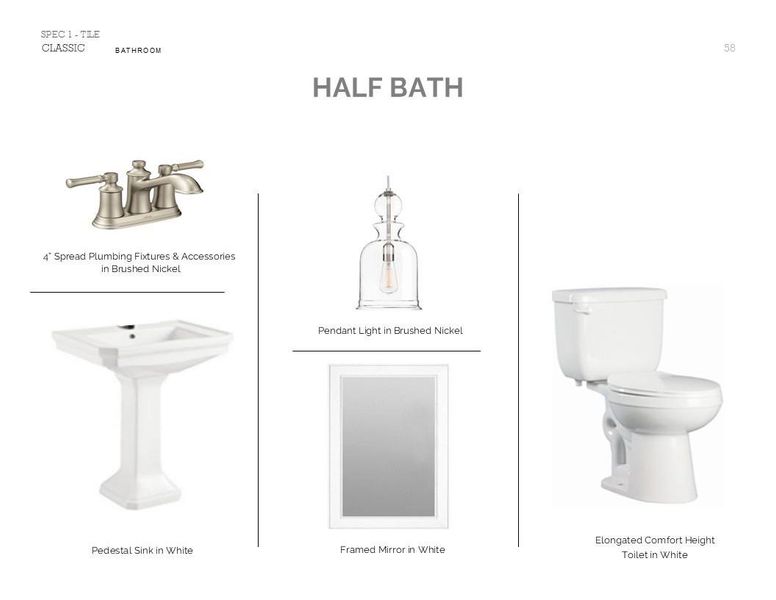 Classic Look Palette 3: Half Bath Selection Sheet (*Artist rendering used for illustration purposes only.)